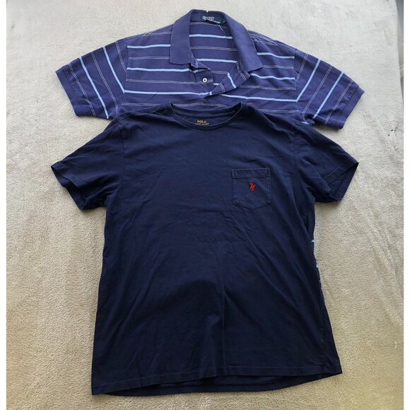 Polo Ralph Lauren Mens Shirts Large Lot Of Two Striped Polo & Pocket Tee Casual - Picture 9 of 9